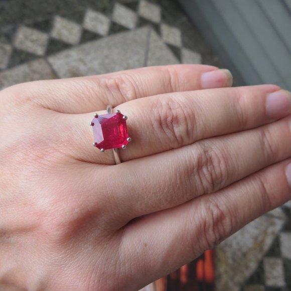 Magnificent Natural Raspberry Pink Ruby In Sterling Silver Ring, 4.65ct. - Picture 12 of 14